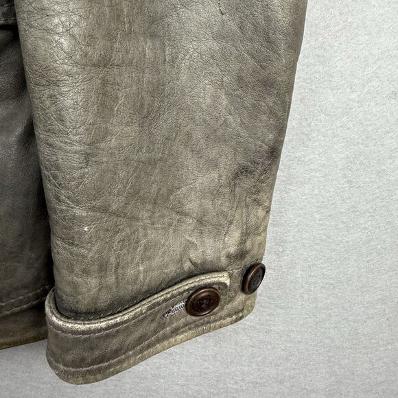 Vintage Mens Diesel Lamb Leather Jacket Biker Distressed Grey Size S (Flaw Read) - Picture 4 of 14
